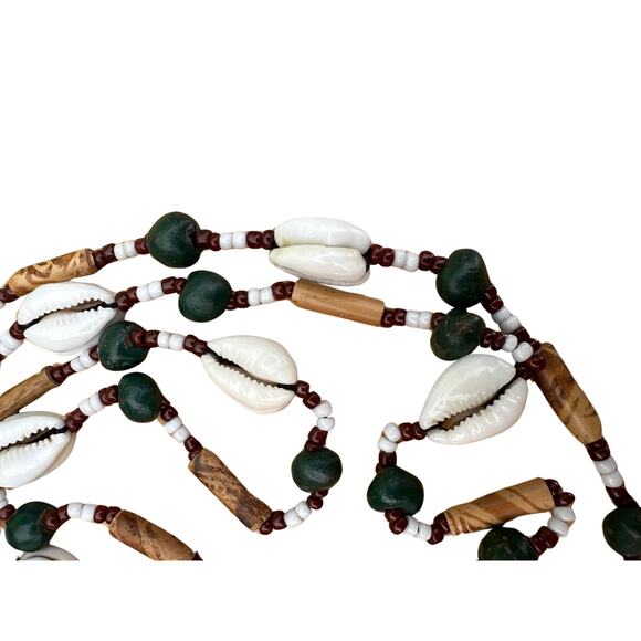 Long Beaded Cowrie Shell Necklace - Picture 4 of 4